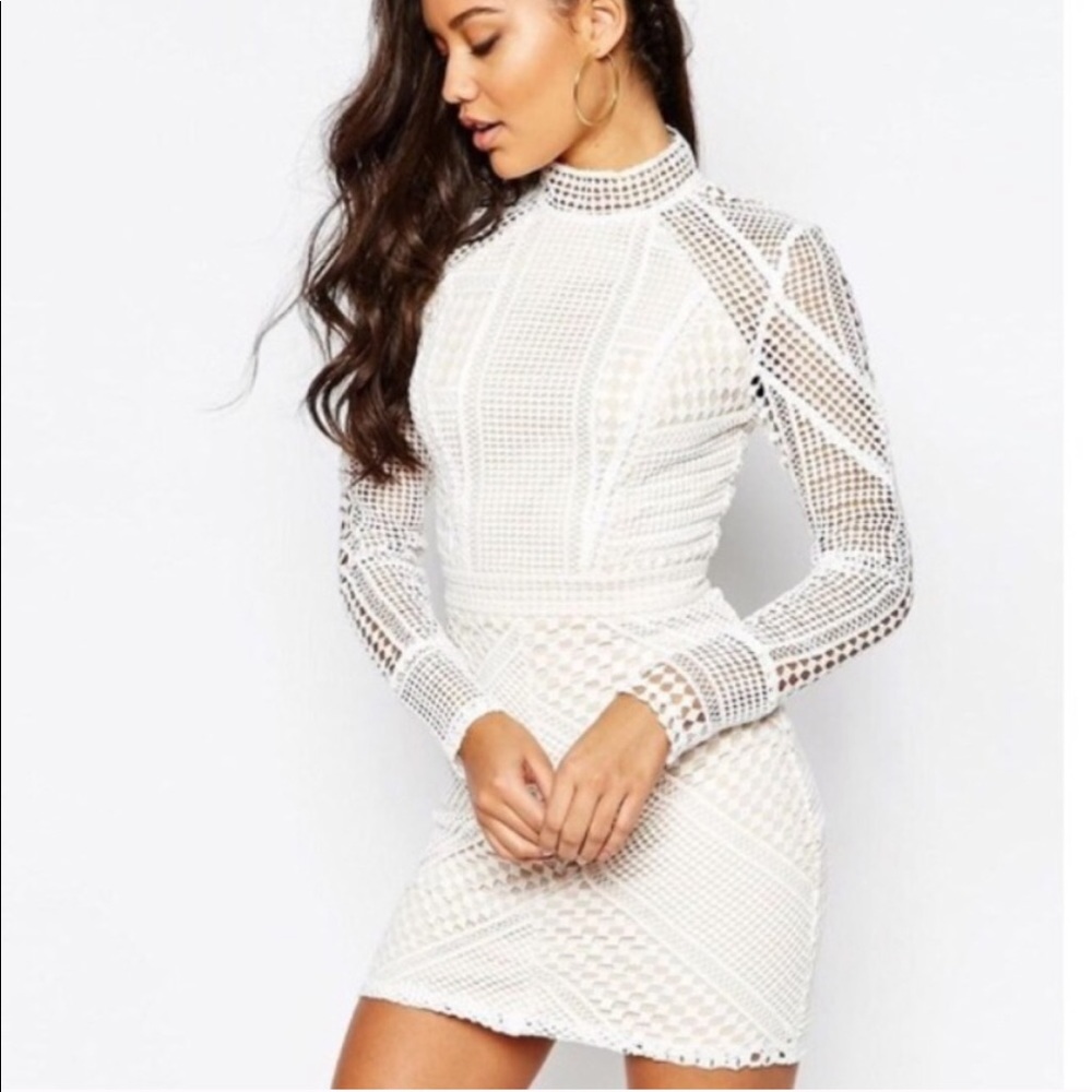 MISSGUIDED structured lace mini dress